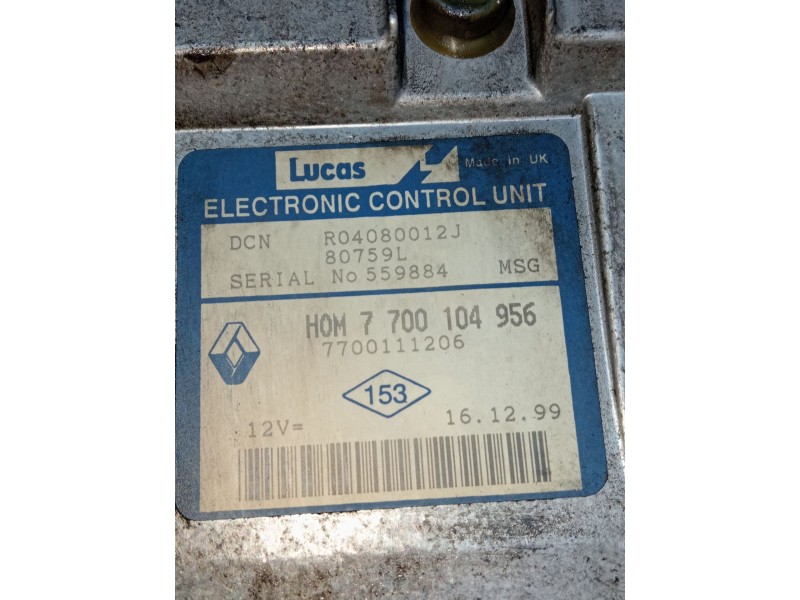 Recambio de centralita motor uce para renault kangoo express (fc0/1_) d 65 1.9 (fc0e, fc02, fc0j, fc0n) referencia OEM IAM 77001