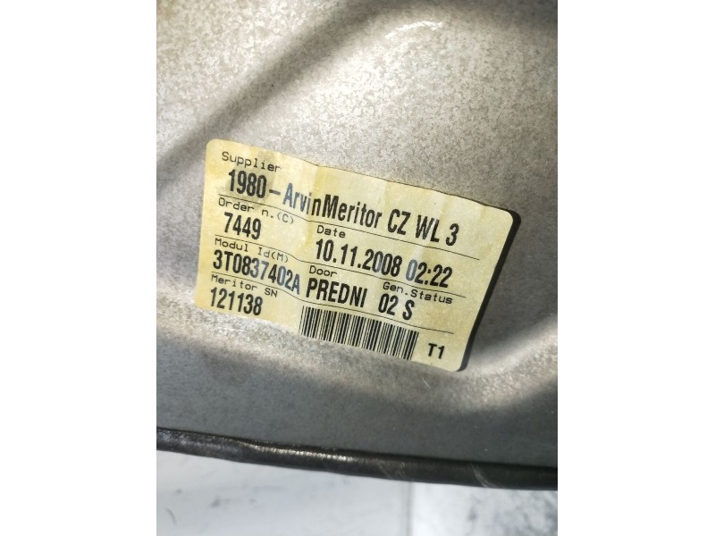 Recambio de elevalunas delantero derecho para skoda suberb (3t4) ambition referencia OEM IAM 3T0837402A 5P 08