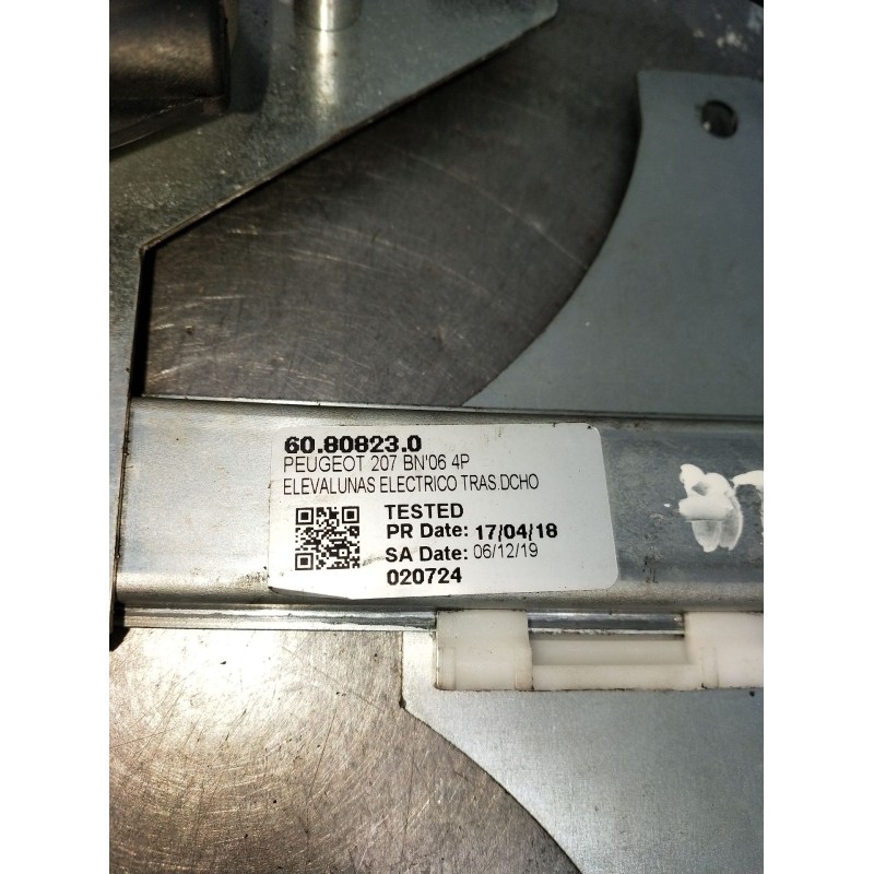 Recambio de elevalunas trasero derecho para peugeot 207/207+ (wa_, wc_) 1.6 hdi referencia OEM IAM 60808230 5P 06