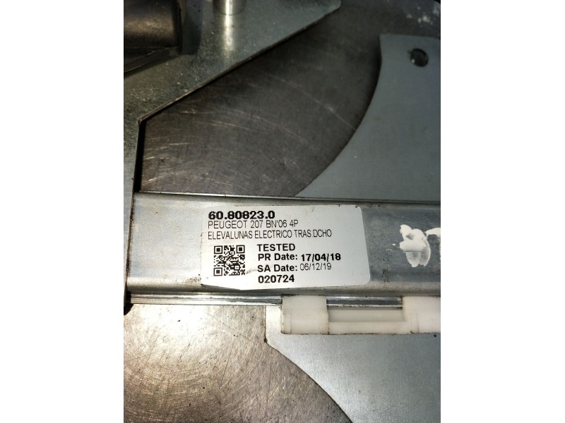 Recambio de elevalunas trasero derecho para peugeot 207/207+ (wa_, wc_) 1.6 hdi referencia OEM IAM 60808230 5P 06