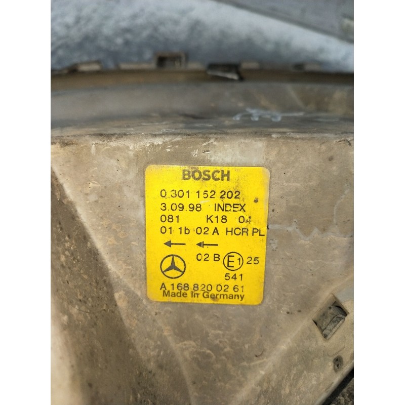 Recambio de faro derecho para mercedes-benz clase a (w168) a 170 cdi (168.008) referencia OEM IAM 0301152202 A1688200261 97