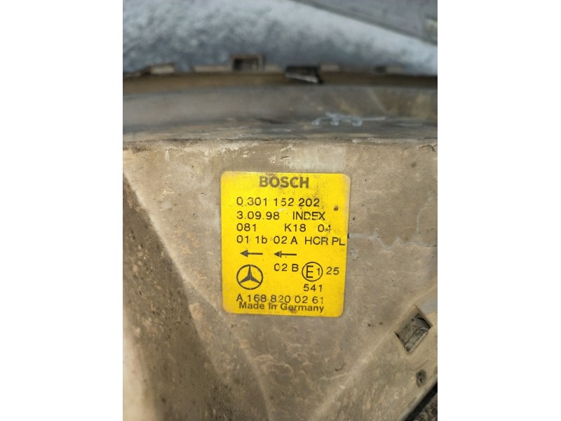 Recambio de faro derecho para mercedes-benz clase a (w168) a 170 cdi (168.008) referencia OEM IAM 0301152202 A1688200261 97