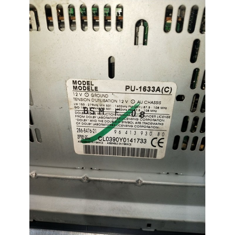 Recambio de sistema audio / radio cd para peugeot 406 (8b) 2.0 hdi 110 referencia OEM IAM 9641393080 PU1633A 99