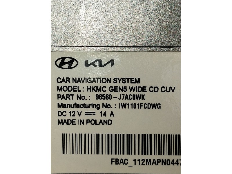 Recambio de pantalla multifuncion para kia ceed business referencia OEM IAM 96560J7AC0WK IW1101FCDWG 22