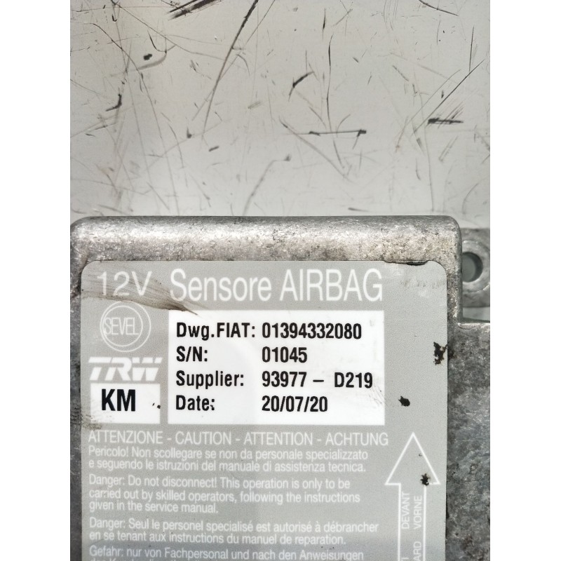Recambio de centralita airbag para fiat ducato furgoneta (250_) 130 multijet 2,3 d 4x4 referencia OEM IAM 01394332080 93977D219 