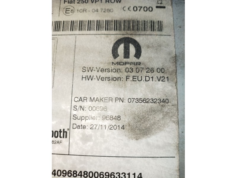 Recambio de sistema audio / radio cd para fiat ducato furgoneta (250_) 130 multijet 2,3 d 4x4 referencia OEM IAM 07356232340 006