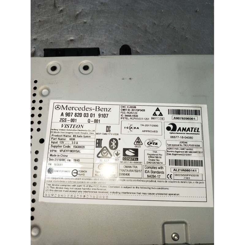 Recambio de sistema audio / radio cd para mercedes-benz sprinter iii furgón fwd referencia OEM IAM A90782003019107 ZGS001Q001 22