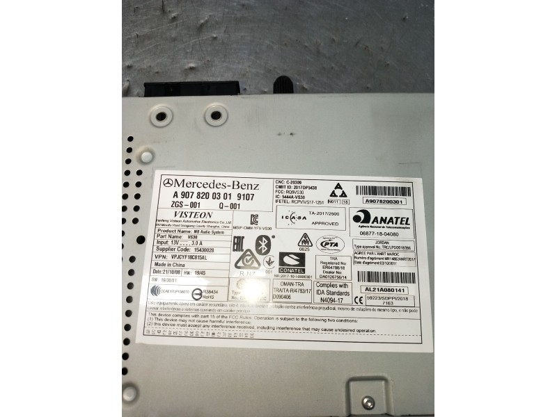 Recambio de sistema audio / radio cd para mercedes-benz sprinter iii furgón fwd referencia OEM IAM A90782003019107 ZGS001Q001 22