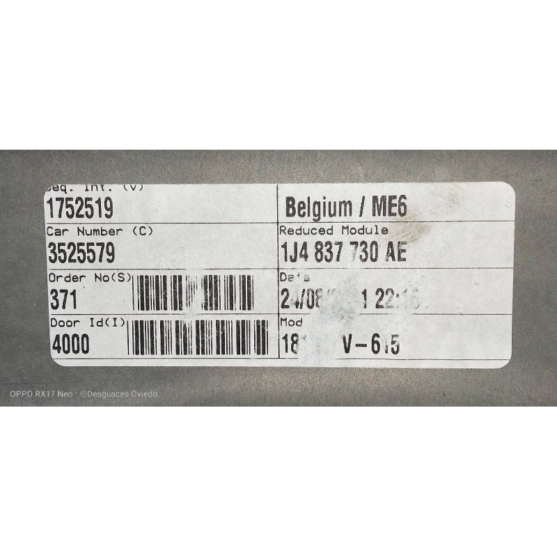 Recambio de elevalunas delantero derecho para volkswagen golf iv (1j1) 1.9 tdi referencia OEM IAM 1J4837730AE  5P