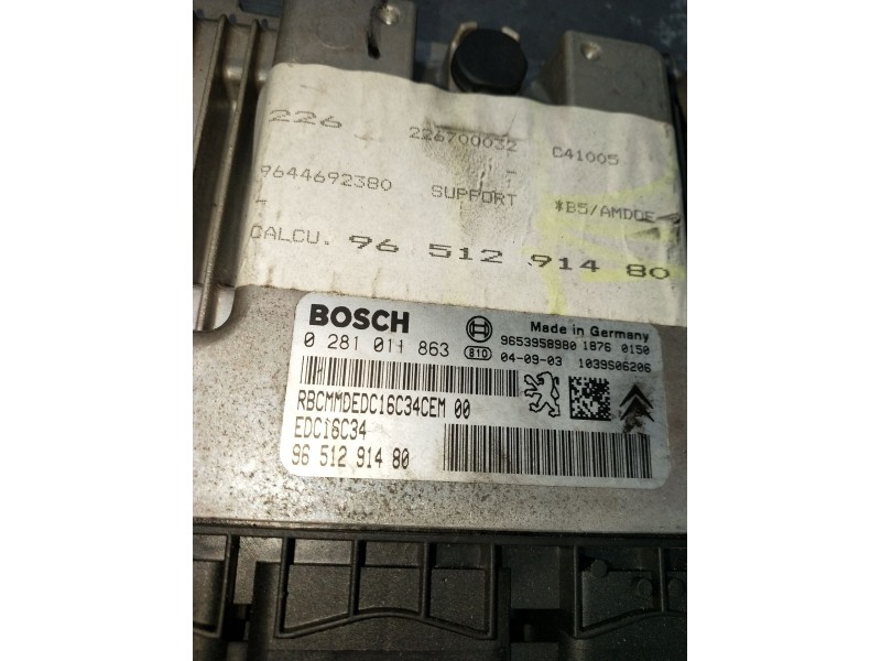 Recambio de centralita motor uce para citroën c4 i (lc_) 1.6 hdi referencia OEM IAM 0281011863 9651291480 1039S06206 EDC16C34 04