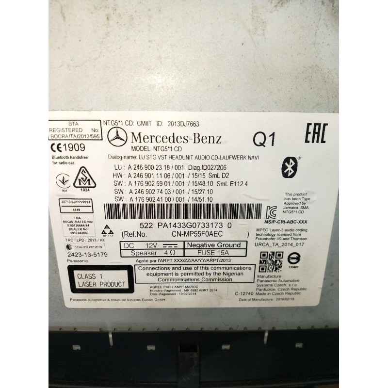 Recambio de sistema audio / radio cd para mercedes-benz clase cla (w117) shooting brake referencia OEM IAM A2469002318 A24690111