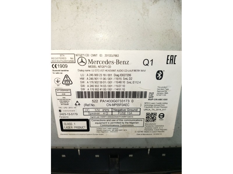 Recambio de sistema audio / radio cd para mercedes-benz clase cla (w117) shooting brake referencia OEM IAM A2469002318 A24690111