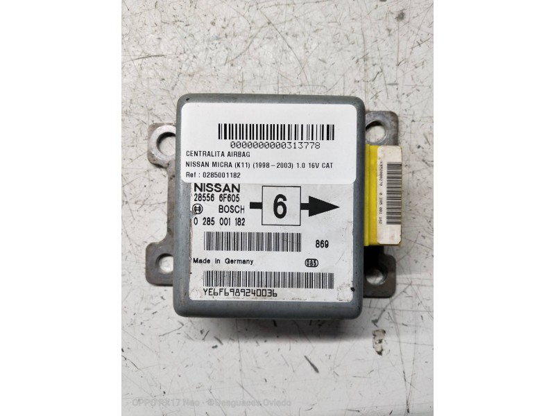 Recambio de centralita airbag para nissan micra (k11) 1.0 16v cat referencia OEM IAM 0285001182 285566F605  Recambio de centralita airbag para nissan micra (k11) 1.0 16v cat referencia OEM IAM 0285001182 285566F605
