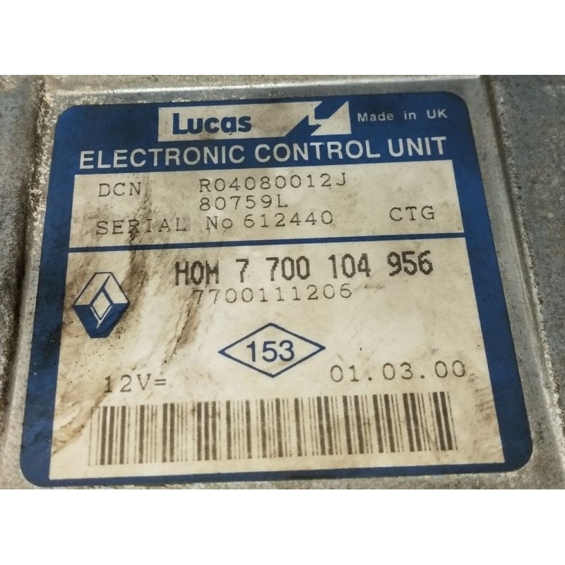 Recambio de centralita motor uce para renault kangoo (kc0/1_) d 65 1.9 (kc0e, kc02, kc0j, kc0n) referencia OEM IAM 7700111206 R0