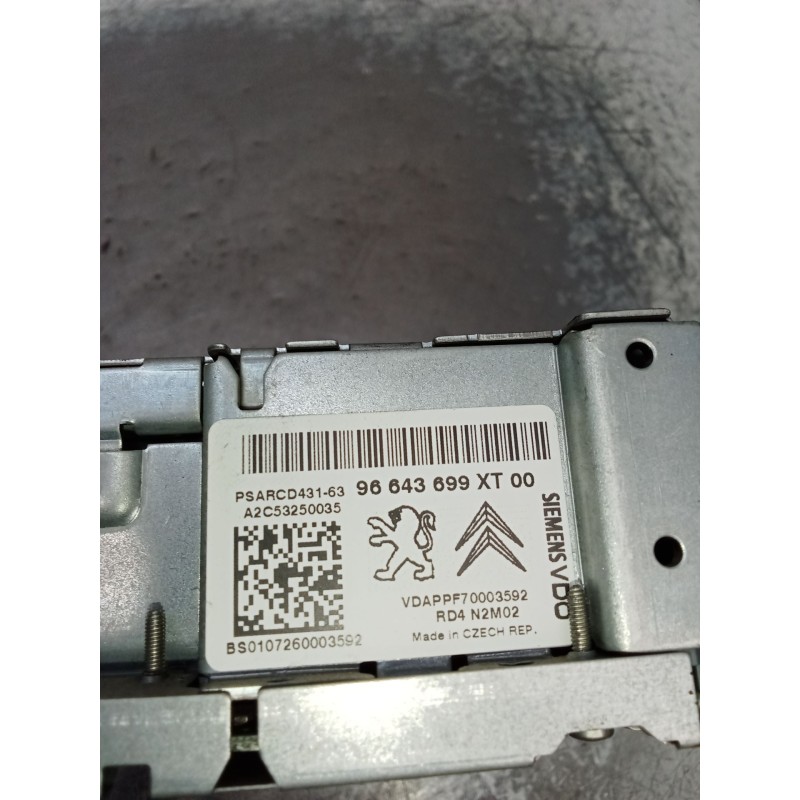 Recambio de sistema audio / radio cd para peugeot 207/207+ (wa_, wc_) 1.4 16v referencia OEM IAM 96643699XT00 A2C53250035 BS0107